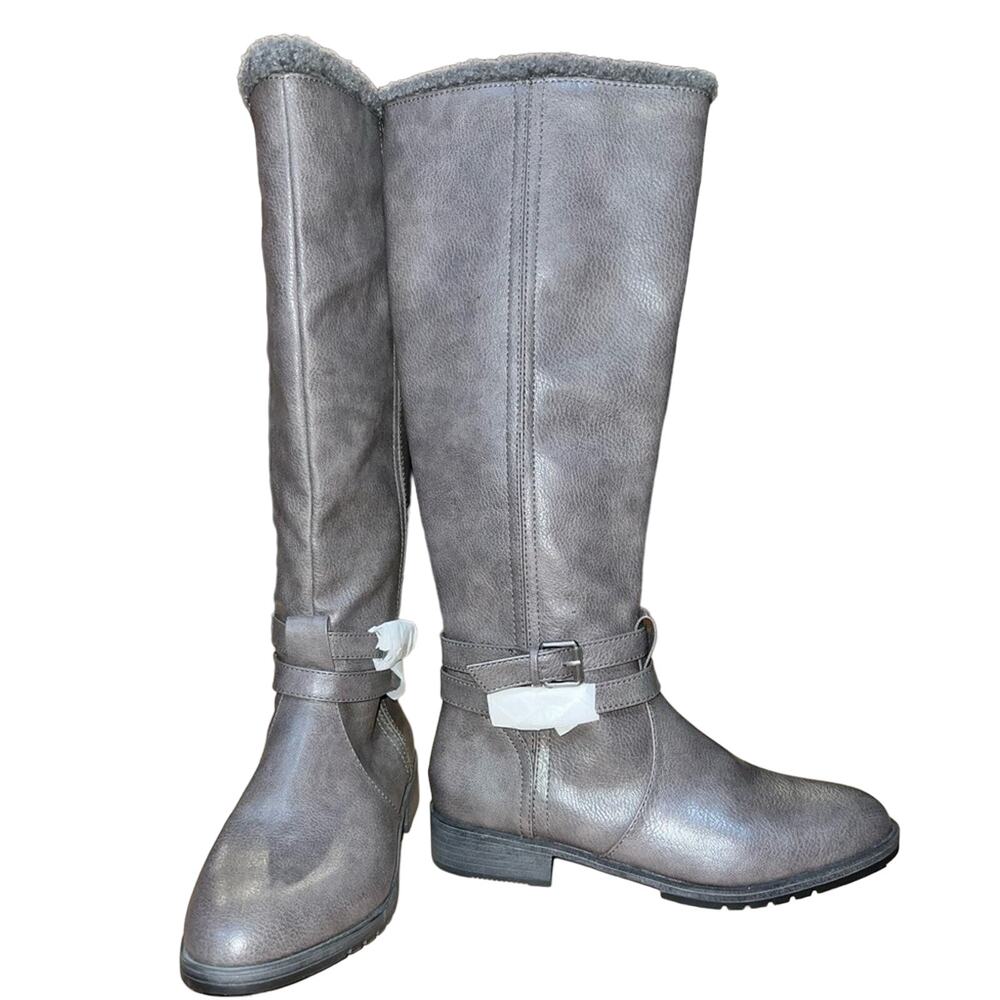 Naturalizer Garrison Cozy Womens Faux Leather Tall Knee-High Boots Gray size 9